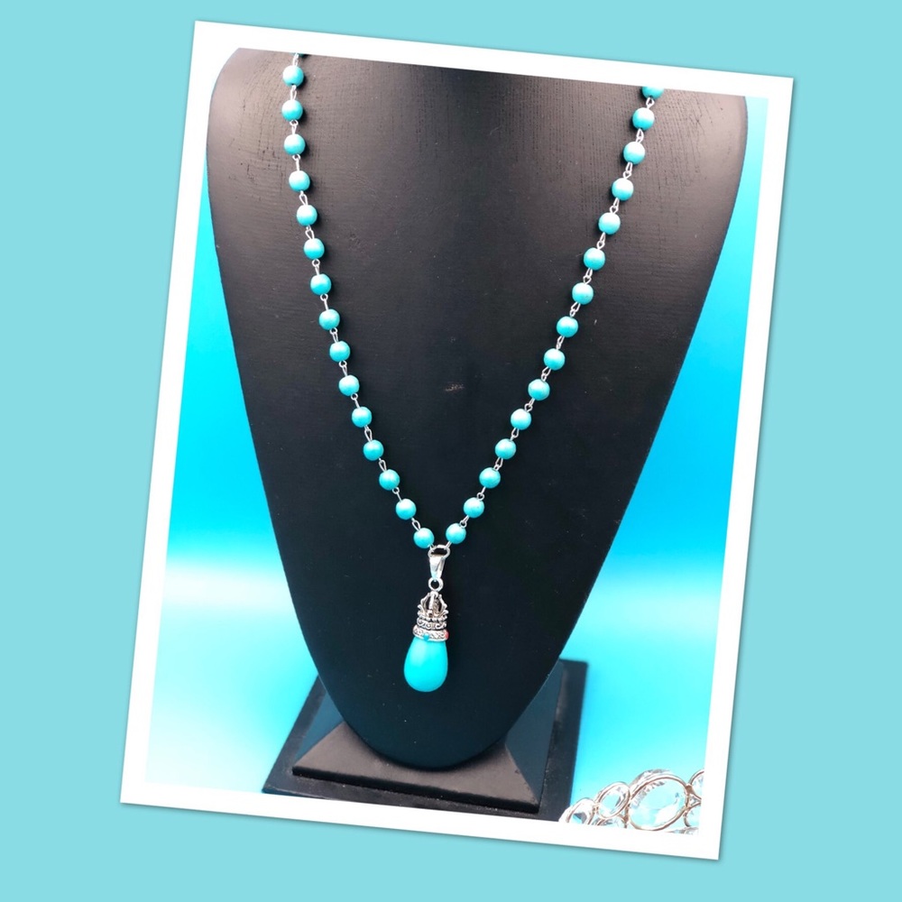 NWT TURQUOISE LONG NECKLACE HANDMADE!